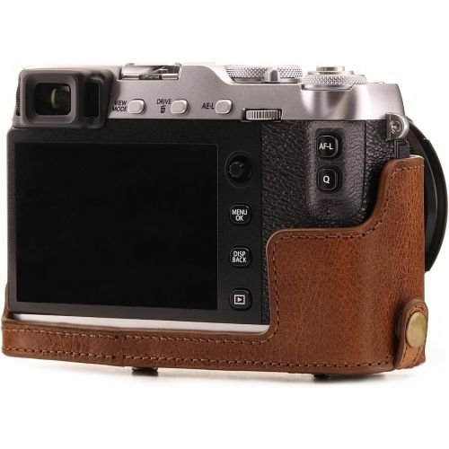  MegaGear MG1340 Ever Ready Genuine Leather Camera Case & Strap for Fujifilm X-E3 (23mm & 18-55mm) with Battery Access, Light Brown