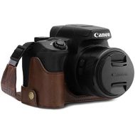 MegaGear MG1601 Ever Ready Leather Camera Half Case Compatible with Canon PowerShot SX70 HS - Dark Brown