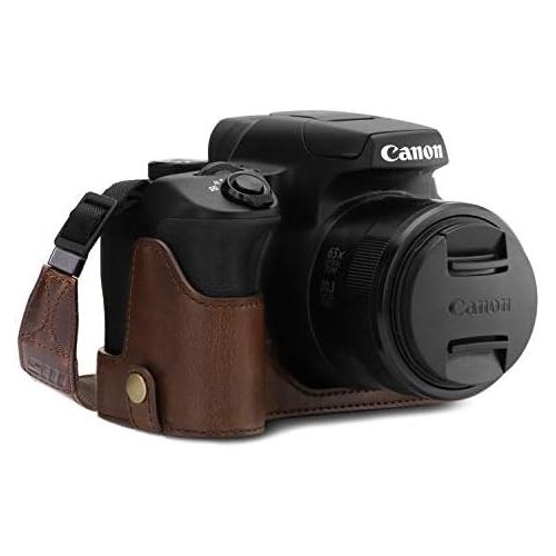  MegaGear MG1601 Ever Ready Leather Camera Half Case Compatible with Canon PowerShot SX70 HS - Dark Brown