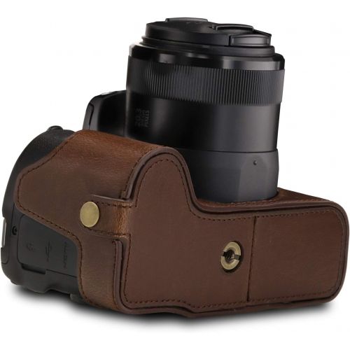  MegaGear MG1601 Ever Ready Leather Camera Half Case Compatible with Canon PowerShot SX70 HS - Dark Brown