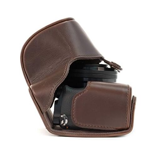  MegaGear Ever Ready Protective Leather Camera Case, Bag for Sony Alpha a5000, Sony a5100 with 16-50mm OSS Lens (Dark Brown)