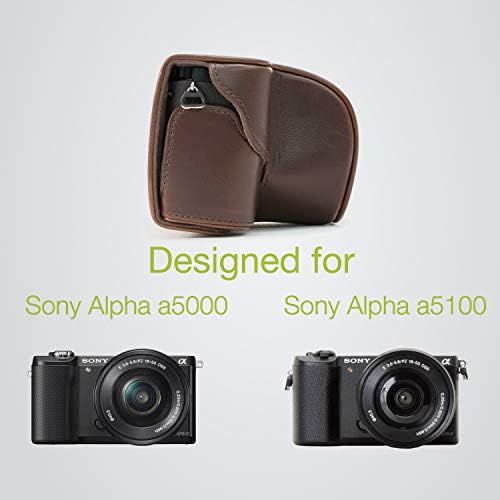  MegaGear Ever Ready Protective Leather Camera Case, Bag for Sony Alpha a5000, Sony a5100 with 16-50mm OSS Lens (Dark Brown)