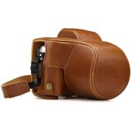 MegaGear Olympus OM-D E-M10 Mark III (14-42mm) Ever Ready Leather Camera Case and Strap, with Battery Access - Light Brown - MG1347