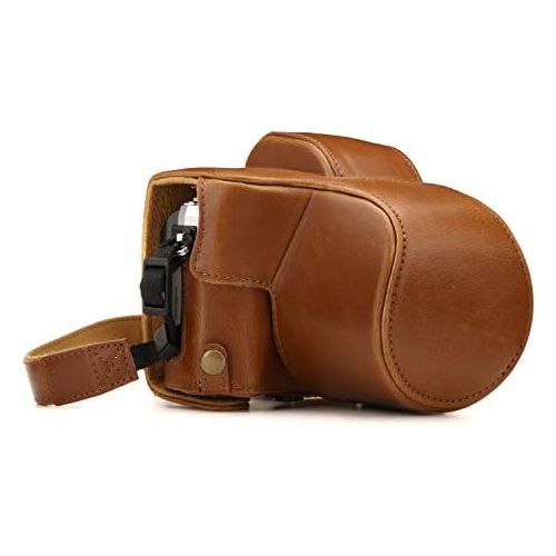  MegaGear Olympus OM-D E-M10 Mark III (14-42mm) Ever Ready Leather Camera Case and Strap, with Battery Access - Light Brown - MG1347