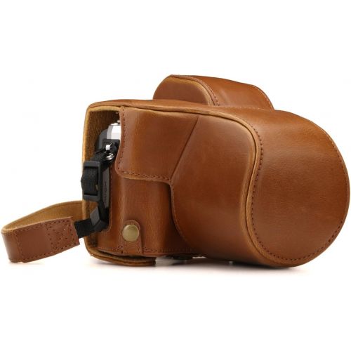  MegaGear Olympus OM-D E-M10 Mark III (14-42mm) Ever Ready Leather Camera Case and Strap, with Battery Access - Light Brown - MG1347