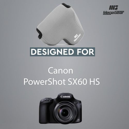  MegaGear Ultra Light Neoprene Camera Case Bag with Carabiner for Canon PowerShot SX60 HS Digital Camera (Gray)