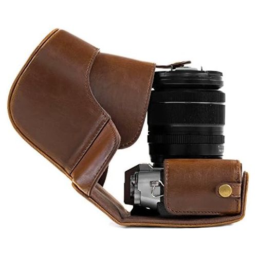  MegaGear Ever Ready Leather Camera Case and Strap Compatible with Fujifilm X-T30, X-T20, X-T10 (16-50mm / 18-55mm Lenses)