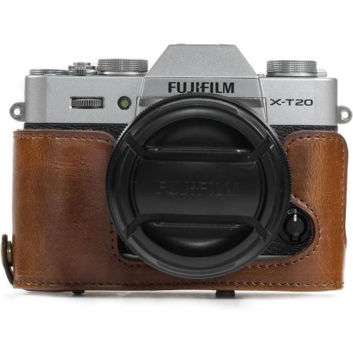  MegaGear Ever Ready Leather Camera Case and Strap Compatible with Fujifilm X-T30, X-T20, X-T10 (16-50mm / 18-55mm Lenses)