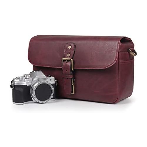  MegaGear Torres Genuine Leather Camera Messenger Bag for Mirrorless, Instant and DSLR Cameras