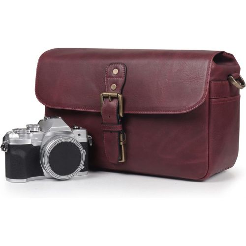  MegaGear Torres Genuine Leather Camera Messenger Bag for Mirrorless, Instant and DSLR Cameras