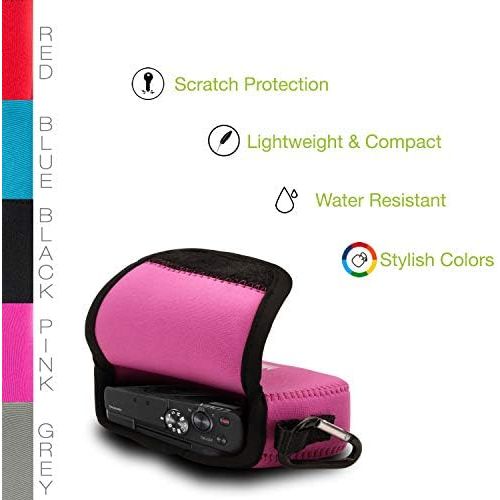  MegaGear Ultra Light Neoprene Camera Case Bag with Carabiner for Panasonic Lumix DC-ZS80, DC-ZS70, DMC-ZS100, DC-TZ95, DC-TZ90, DMC-TZ100 (Hot Pink)