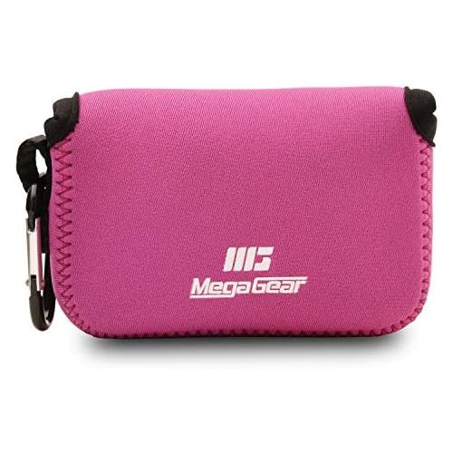  MegaGear Ultra Light Neoprene Camera Case Bag with Carabiner for Panasonic Lumix DC-ZS80, DC-ZS70, DMC-ZS100, DC-TZ95, DC-TZ90, DMC-TZ100 (Hot Pink)