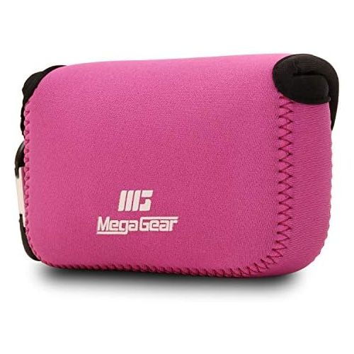  MegaGear Ultra Light Neoprene Camera Case Bag with Carabiner for Panasonic Lumix DC-ZS80, DC-ZS70, DMC-ZS100, DC-TZ95, DC-TZ90, DMC-TZ100 (Hot Pink)