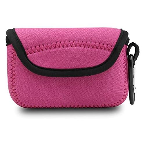  MegaGear Ultra Light Neoprene Camera Case Bag with Carabiner for Panasonic Lumix DC-ZS80, DC-ZS70, DMC-ZS100, DC-TZ95, DC-TZ90, DMC-TZ100 (Hot Pink)