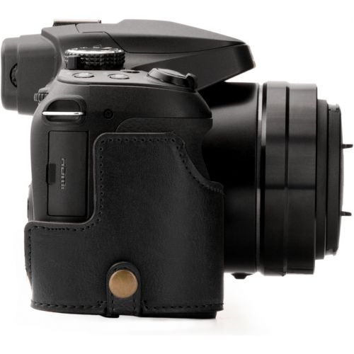  MegaGear Panasonic Lumix DC-FZ80, FZ82 Ever Ready Leather Camera Case and Strap, with Battery Access - Black - MG1223