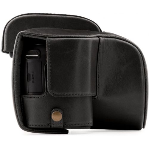  MegaGear Panasonic Lumix DC-FZ80, FZ82 Ever Ready Leather Camera Case and Strap, with Battery Access - Black - MG1223