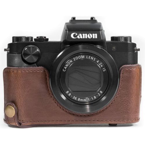  MegaGear Ever Ready Camera Case, Bag for Canon PowerShot G5 X G5X Digital Camera (Dark Brown, PU Leather) (MG687)