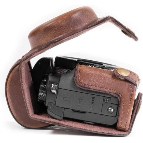  MegaGear Ever Ready Camera Case, Bag for Canon PowerShot G5 X G5X Digital Camera (Dark Brown, PU Leather) (MG687)