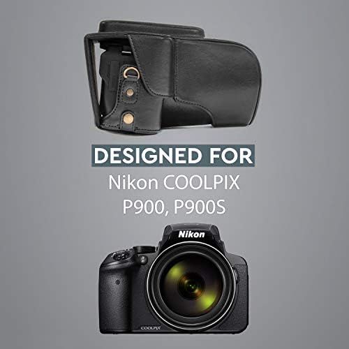  MegaGear Ever Ready Leather Camera Case Compatible with Nikon Coolpix P900, P900S