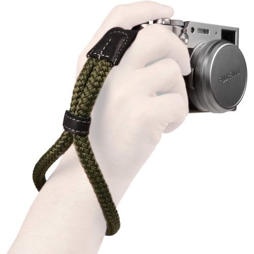  MegaGear MG936 Cotton Camera Hand Wrist StrapComfort Padding, Security for All Cameras (, Small23cm/9inc), Green