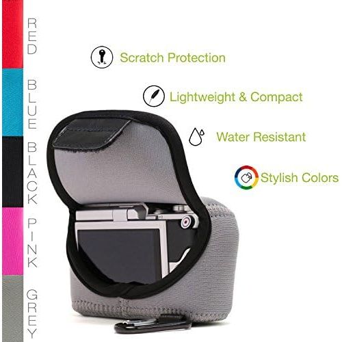  MegaGear Ultra Light Neoprene Camera Case Bag with Carabiner for Nikon 1 J4, Nikon 1 J5 with 10-30mm (Grey)