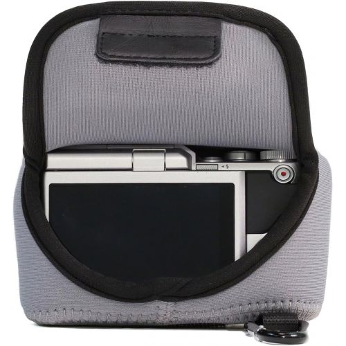  MegaGear Ultra Light Neoprene Camera Case Bag with Carabiner for Nikon 1 J4, Nikon 1 J5 with 10-30mm (Grey)