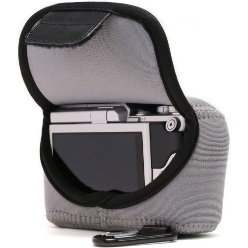  MegaGear Ultra Light Neoprene Camera Case Bag with Carabiner for Nikon 1 J4, Nikon 1 J5 with 10-30mm (Grey)