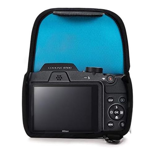  MegaGear Ultra Light Neoprene Camera Case Bag with Carabiner for Nikon COOLPIX B500 Digital Camera (Blue)