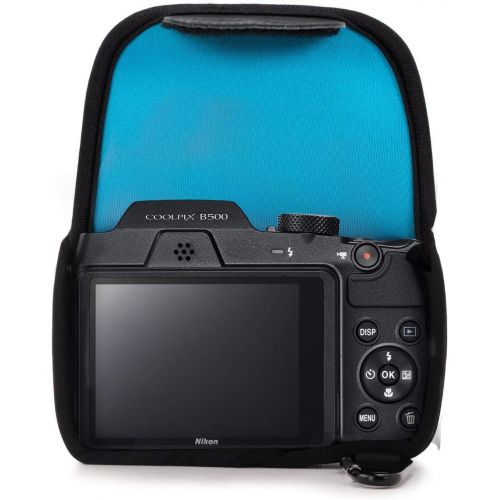  MegaGear Ultra Light Neoprene Camera Case Bag with Carabiner for Nikon COOLPIX B500 Digital Camera (Blue)