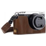 MegaGear Ever Ready Leather Camera Half Case Compatible with Panasonic Lumix DMC-GX85, GX80 - Dark Brown