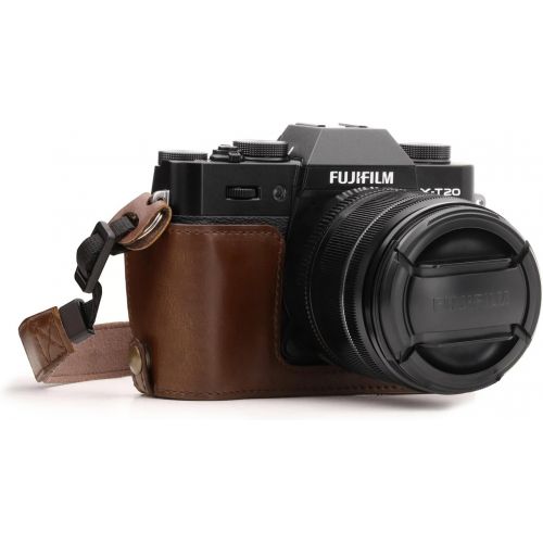  MegaGear Ever Ready Leather Camera Half Case and Strap Compatible with Fujifilm X-T30, X-T20, X-T10