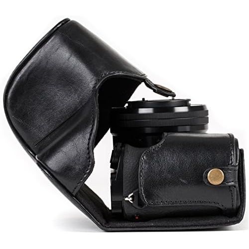  MegaGear Ever Ready Genuine Leather Camera Case and Bag for Sony Alpha A6300, A6000 (16-50 mm) (Black)