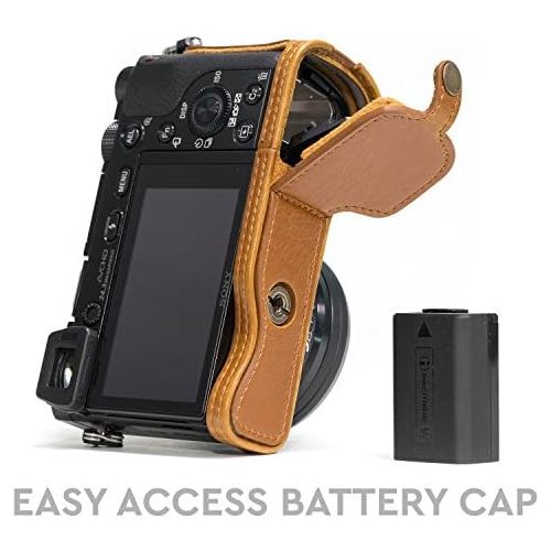  MegaGear Ever Ready Leather Camera Half Case Compatible with Sony Alpha A6300, A6000