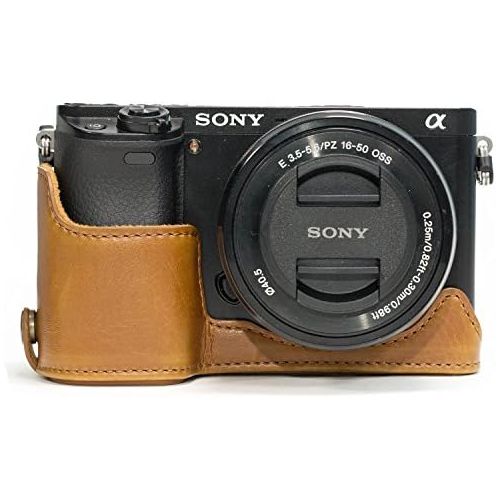  MegaGear Ever Ready Leather Camera Half Case Compatible with Sony Alpha A6300, A6000