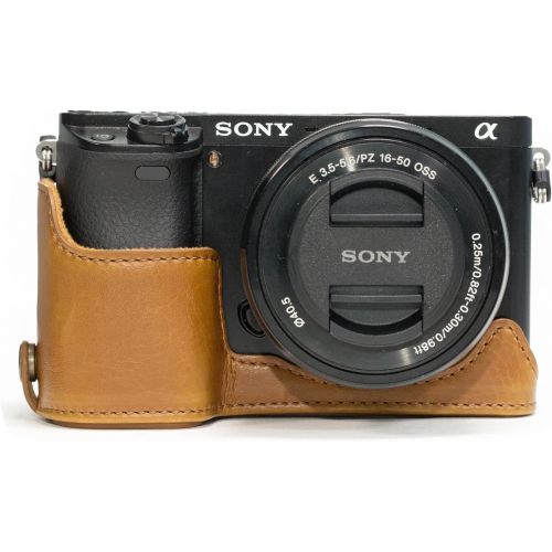  MegaGear Ever Ready Leather Camera Half Case Compatible with Sony Alpha A6300, A6000