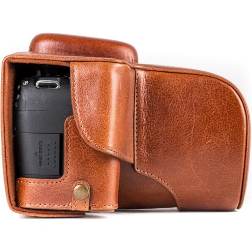  MegaGear MG1193 Ever Ready Genuine Leather Camera Case Compatible with Canon EOS Rebel T8i, Kiss X10i, Rebel T7i, Kiss X9i, 77D, 9000D (18-55mm), Dark Brown