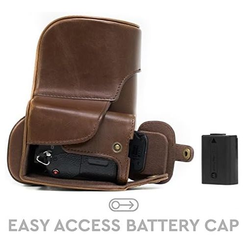  MegaGear Sony Alpha A7S II, A7R II, A7 II (28-70mm) Ever Ready Leather Camera Case and Strap, with Battery Access - Dark Brown - MG1121