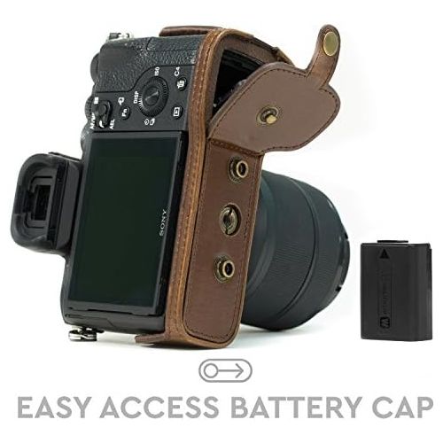  MegaGear Sony Alpha A7S II, A7R II, A7 II (28-70mm) Ever Ready Leather Camera Case and Strap, with Battery Access - Dark Brown - MG1121