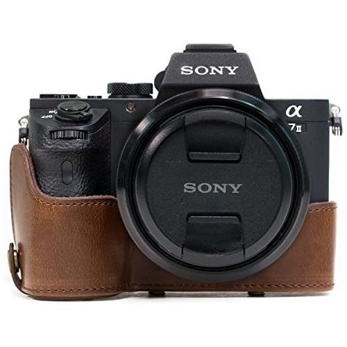  MegaGear Sony Alpha A7S II, A7R II, A7 II (28-70mm) Ever Ready Leather Camera Case and Strap, with Battery Access - Dark Brown - MG1121