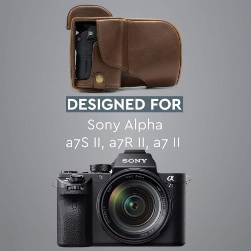  MegaGear Sony Alpha A7S II, A7R II, A7 II (28-70mm) Ever Ready Leather Camera Case and Strap, with Battery Access - Dark Brown - MG1121