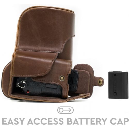  MegaGear Sony Alpha A7S II, A7R II, A7 II (28-70mm) Ever Ready Leather Camera Case and Strap, with Battery Access - Dark Brown - MG1121