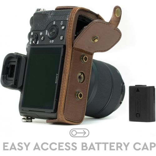  MegaGear Sony Alpha A7S II, A7R II, A7 II (28-70mm) Ever Ready Leather Camera Case and Strap, with Battery Access - Dark Brown - MG1121