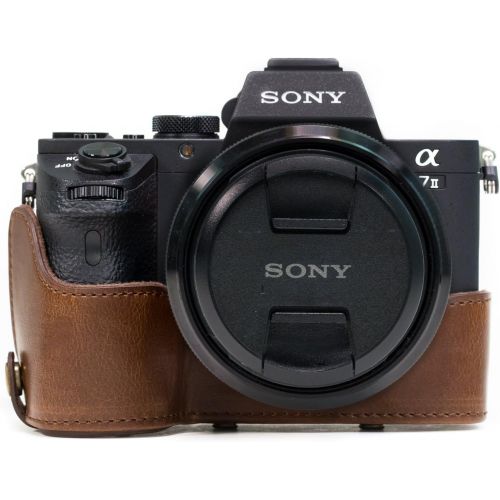  MegaGear Sony Alpha A7S II, A7R II, A7 II (28-70mm) Ever Ready Leather Camera Case and Strap, with Battery Access - Dark Brown - MG1121