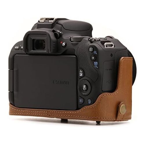  MegaGear Ever Ready Leather Camera Case Compatible with Canon EOS Rebel SL3, Kiss X10, Rebel SL2, Kiss X9 18-55mm Lens