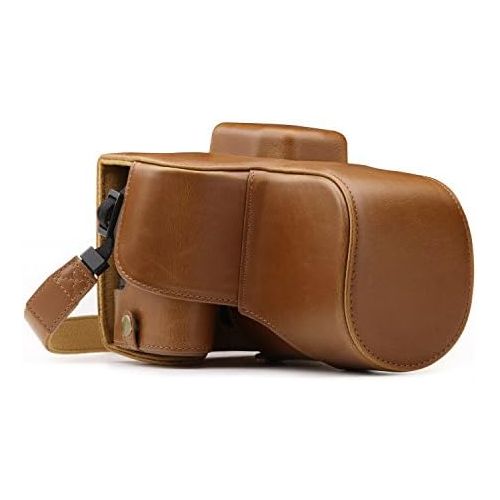  MegaGear Ever Ready Leather Camera Case Compatible with Canon EOS Rebel SL3, Kiss X10, Rebel SL2, Kiss X9 18-55mm Lens