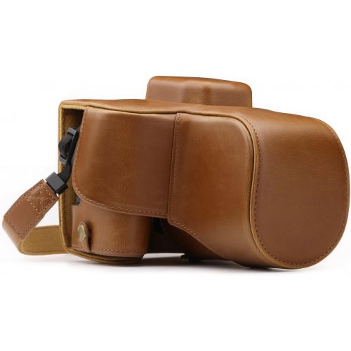  MegaGear Ever Ready Leather Camera Case Compatible with Canon EOS Rebel SL3, Kiss X10, Rebel SL2, Kiss X9 18-55mm Lens