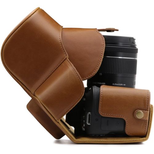  MegaGear Ever Ready Leather Camera Case Compatible with Canon EOS Rebel SL3, Kiss X10, Rebel SL2, Kiss X9 18-55mm Lens