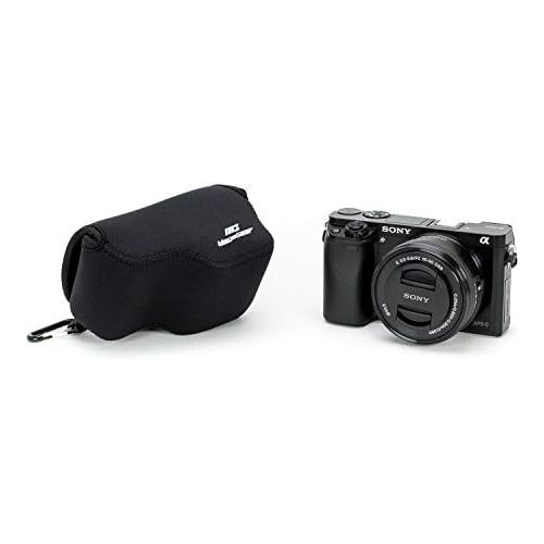  MegaGear MG064 Ultra Light Neoprene Camera Case Compatible with Sony Alpha A6400, A6500, A6300, A6000 (16-50 mm)-Black (MG063)