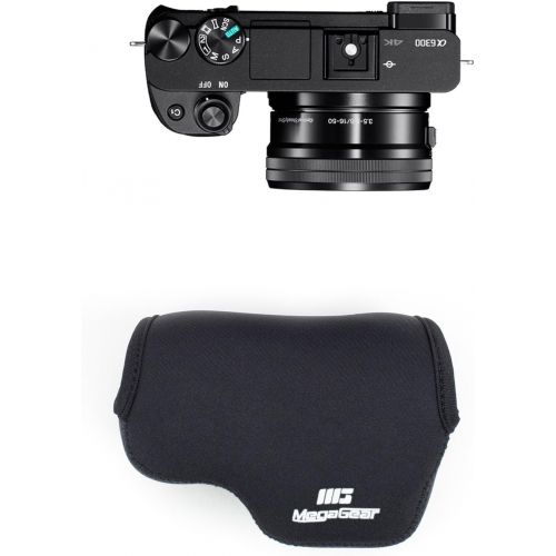  MegaGear MG064 Ultra Light Neoprene Camera Case Compatible with Sony Alpha A6400, A6500, A6300, A6000 (16-50 mm)-Black (MG063)