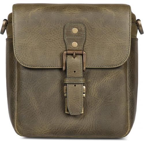  MegaGear Torres Mini Genuine Leather Camera Messenger Bag for Mirrorless, Instant and DSLR Cameras